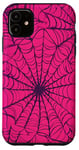 Coque pour iPhone 11 Rose Pop Art Ethnique Halloween Motif Toile d'araignée Violet