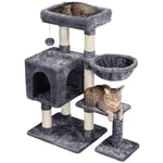 Yaheetech Arbre à Chat Hauteur 96cm Arbre à Grimper Griffoir avec Plate-Forme Centre d'activités et Boule en Peluche Gris Foncé