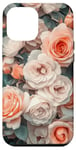 Coque pour iPhone 12 Pro Max Rose en fleurs complexes - Motif floral pastel