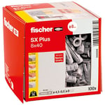 fischer - Cheville nylon à expansion SX Plus 8x40 avec collerette, tous matériaux/Boite de 100