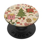 Vintage Groovy Disco Sapin de Noël Années 70 Rainbow Ugly Noël PopSockets PopGrip Adhésif