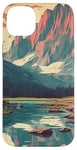 Coque pour iPhone 14 Plus Rocky Mountain Lake Vintage Paysage graphique