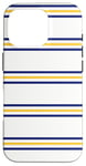 Coque pour iPhone 16 Pro Blanc Bleu Marine Jaune Rayé Girly Esthétique Preppy Stripe