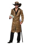 Funky Leopard Pimp Jacket + Hat Mens Gangster Fancy Dress COstume Adults