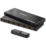 Switch 2.1 HDMI 4K 120Hz, AVIDGRAM 8K HDMI Commutateur 5 entrées 1 Sortie, 5 Port HDMI Selector Box avec IR Télécommande Soutien 48Gbps HDCP 2.3 HDR10+ pour Xbox Series X PS4 Pro PS5 UHD TV