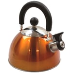 HIGHLANDER 2L DELUXE LIGHTWEIGHT STAINLESS STEEL WHISTLING CAMPING KETTLE ORANGE