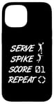 Coque pour iPhone 15 Service Spike Score Repeat - Volleyball