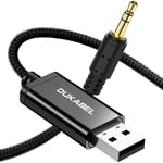 Câble jack USB A mâle vers fiche TRS 3,5 mm Câble auxiliaire audio avec puce DAC pour haut-parleurs,têtes,stéréo,PC,ordinateur portable,PS4,PS5-1,2 m