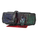 XTRIKE ME CM-406 Pack Clavier de jeu avec clavier QWERTY espagnol avec 104 touches avec système à membrane, souris optique 4 boutons avec sélection DPI, casque stéréo avec microphone et pad 250 x 210