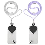 Vicloon Lanière de Téléphone, 2Pcs Cordon Telephone Portable avec Patchs, Universelle Tour de Cou Telephone, Compatibles avec Plupart des Smartphones, Ne Bloquera Pas Le Port De Charge(Violet, Gris)