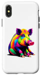 Coque pour iPhone X/XS Colorful Pop Art Wild Pig Hog Hunting Boar Hunter