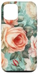 Coque pour iPhone 14 Rose vintage orange pastel floral fleuri