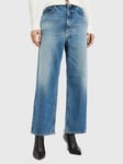 AllSaints Blake Frayed Wide Leg Jeans, Blue Indigo