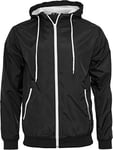 Build Your Brand Men's Windrunner Jacket, Multicolour (Blk/White 00050)-Small (Manufacturer :Small)