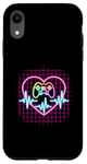 Coque pour iPhone XR Gamer Heartbeat Vaporwave Retro Console Player années 90