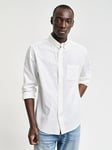 GANT Regular Fit Long Sleeve Oxford Shirt - White, White, Size S, Men