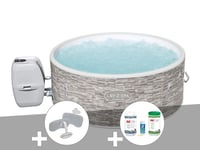 Kit spa gonflable Bestway Lay-Z-Spa Vancouver rond Airjet Plus 3/5 places + Kit traitement brome + 2 appuie-têtes