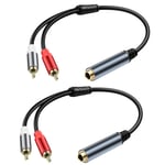 6,35 mm Câble audio stéréo vers 2RCA Câble répartiteur audio en Y 1/4 pouce femelle vers 2RCA mâle Jack TRS vers 2 connecteurs RCA Cordon de câblage pour intervenant 30CM(2Pcs)