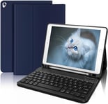 Clavier Pour Ipad 10.2 9eme/8eme/7eme Génération 2019/2020/2021, Étui Clavier Ipad 9eme Generation Avec Fente Pour Stylo, Azerty Clavier Ipad Bluetooth Pour Ipad Air 3/Ipad Pro 10.5 2017,Bleu