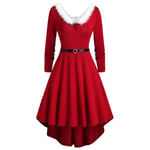 Santa Claus Costume Sexig V-ringad julklänning dam Långärmad Vintage Plus Size 5xl Sida Snörklänning grinch klänning Red