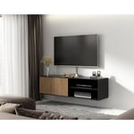 Savanna - meuble tv suspendu - bois et noir - 150 cm - noir / bois