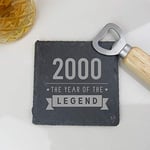 eBuyGB Drinks Mat, Placemat Engraved Square Coaster-2000 Year of The Legend Design-21st Birthday, Men-Twenty-First Gift for Dad, Uncle, Brother, Slate