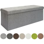 Coffre de Rangement xxl pliante 110x38x38cm incl 2 cloisons 120L Pouf pliable Repose-pieds rectangulaire rembourré 3 places Gris Clair - grau