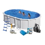 Poolpaket Swim & Fun White Steel Oval Baspaket 132 cm Djup