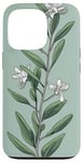 iPhone 13 Pro Leaves Botanical Plant Line Art Sage Green Wildflower Floral Case