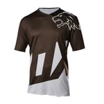 Mens MTB Tops Bike Gym Sports Quick Dry Breathable Short Sleeve Mountain Bike Cycling Jerseys MTB Long/Short Sleeve Shirt (White,L)