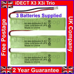 3x Batteries for iDECT X3 X3i Trio Cordless Phones 2.4V 600mAh NiMH UK Guarantee