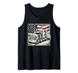 Semi-Trailer Trucker Big Rig American Flag Truck Driver Tank Top