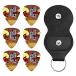 Speedy Gonzales Kit d'accessoires de guitare et médiators avec porte-clés en cuir pour guitare électrique, basse, ukulélé