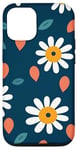 iPhone 12/12 Pro Navy Blue Backdrop with Cheerful Daisies Case