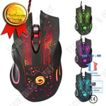 Souris Gaming USB 6 Boutons LED Optique Professionnel Pro Équipement Gamer PC Portable Luminosité RGB Personnalisable et Réglable