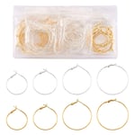 PandaHall 64pcs Brass Big Circle Hoop Earrings Gold & Silver 4 Sizes Round Tube Earring Hoop Hollow Loop Earring for DIY Earring Jewelry Making