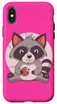 Coque pour iPhone X/XS Rose Style raton laveur Nourriture Biscuits