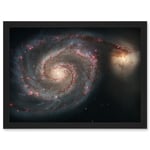 Hubble Space Telescope Image Whirlpool Galaxy M51 Companion Swirling Structures Dust Clouds Gas Spiral Staircases Pink Blue Star Birth Regions Art Pri