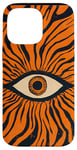 Coque pour iPhone 14 Pro Max Amulette orange contre le mauvais œil avec ornement moderne imprimé animal