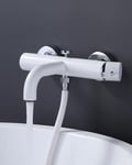 ARCORA Robinet de baignoire, mitigeur de baignoire en cuivre avec robinet de douche mural M24 économiseur d'eau, blanc