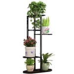 LYYJF Support de plantes en métal avec 4 étages, support pour pots de fleurs, étagère à fleurs pour intérieur ou extérieur, décoration de la maison, noir