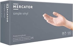 Gants vinyle MERCATOR SIMPLE VINYL, taille : L - 100 pieces, Gants jetables non poudrés, gants de protection transparents, pour le bricolage, sans latex