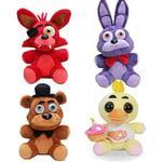 Foxy The Pirate + Nightmare Bonnie + Freddy Fazbear + Chica Set Five Nights at Freddy's Set Fnaf Plyschar Fnaf Toys Sist 4