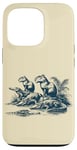 Coque pour iPhone 13 Pro Capybaras se reposant avec des Crocodiles