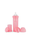 Twistshake Biberon en Plastique avec Valve Anti Colique pour Bébé Tétine Souple en Silicone Débit Vite, en Forme de Sein, Sans BPA, 330 ml, 4 Mois et +, Rose Pastel