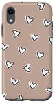 Coque pour iPhone XR Beige Hearts Pattern Trendy Valentine Theme