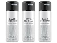 David Beckham "Classic Homme" Anti-perspirant Deodorant / Body Spray 150ml x3
