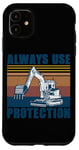 Coque pour iPhone 11 Ouvrier du bâtiment Pilote d'excavatrice de chantier