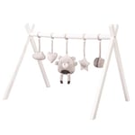 roba Arche de jeu pour bébé en bois – Baby Gym & Montessorie Jouet avec pendentif roba Style – Centre d'activité et trapèze de jeu à partir de 3 mois – Gris