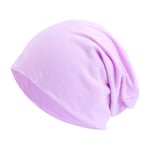 (-Vaalean violetti) Pipo Puuvillahattu naisille Mies Syksy Talvi Joustava Rento yksivärinen Slouchy Chemo Cap